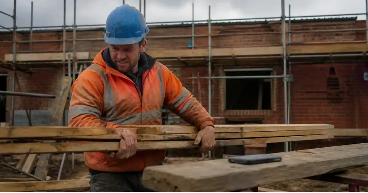 UK builder on construction site unable to answer incoming phone call
