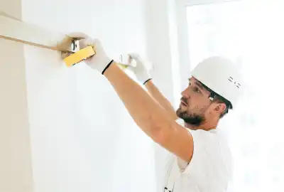 UK builder on residential construction site