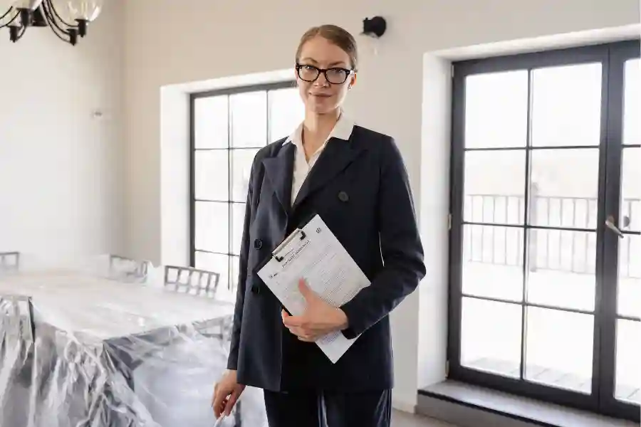 UK estate agent conducting a property viewing