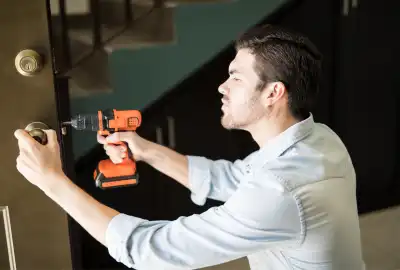 UK locksmith opening door lock on residential property